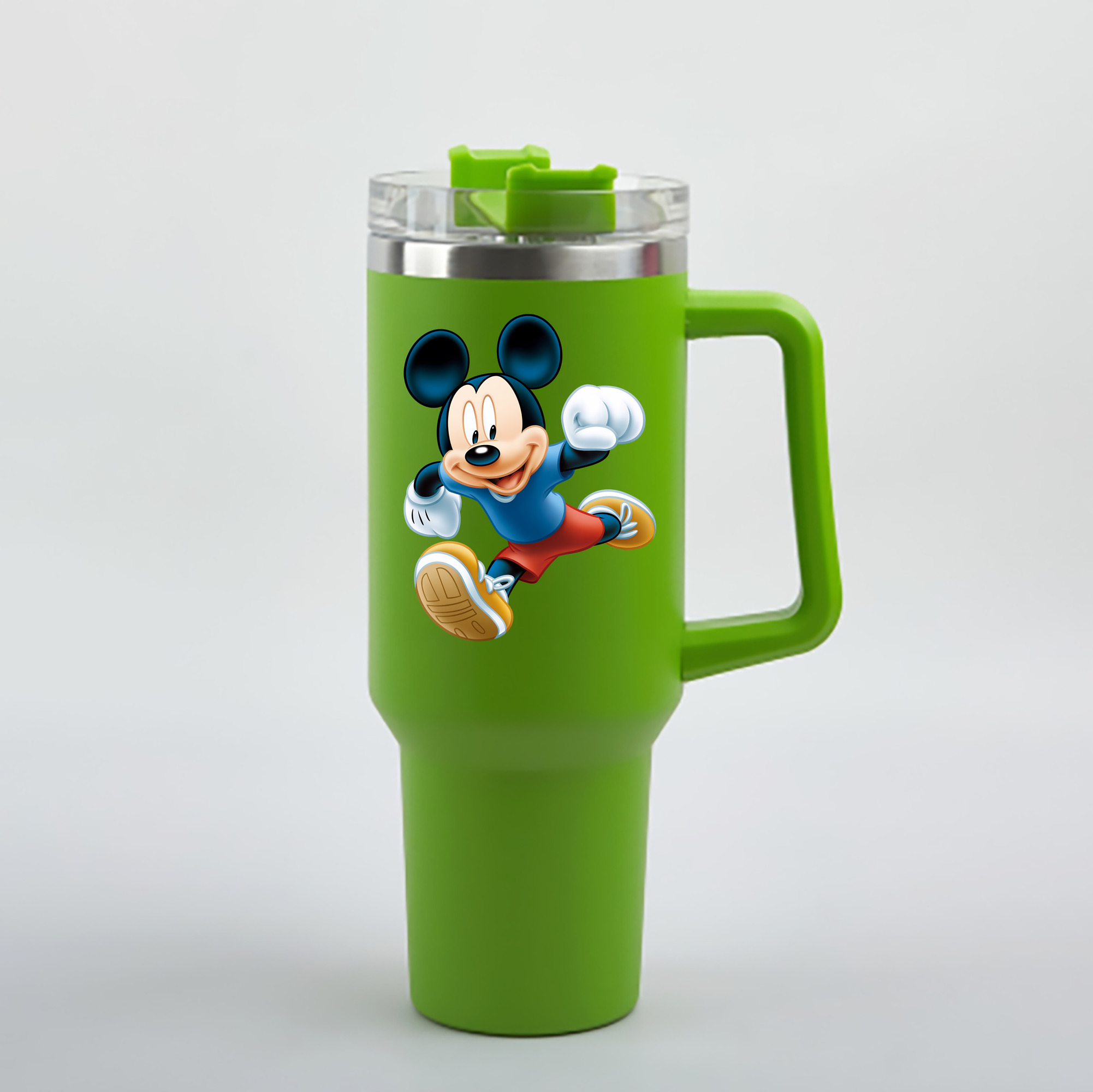 （画像用） ミッキーマウス Mickey Mouse 1200mL車用タンブラー - クリスタルステッカー（プラスチックストロー付き）